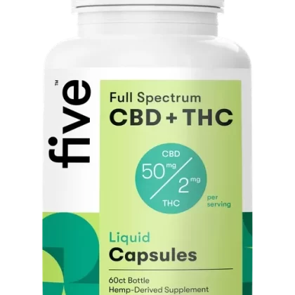 Five CBD Full Spectrum CBD+THC Liquid Capsules (Top 10)
