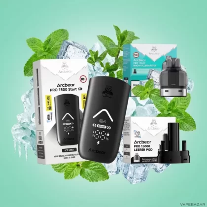 Arcbear Pro 15000 Starterkit – Ice Mint 20mg/ml Nikotin - Ice / Minze / 20mg/ml / bis zu 15000 / USB-C / 1000 mAh / 10 ml / Dual-Mesh / ECO 12 W / BOOST 20 W