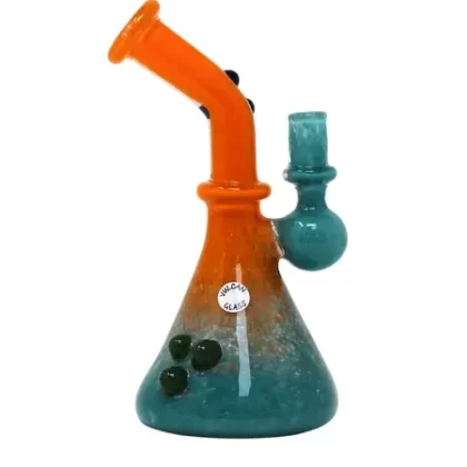 Vulcan Glass Studios Bent Neck Frit Fade Mini Rig - Color#Color way 1>Color Way 2>Color Way 3>Color Way 4