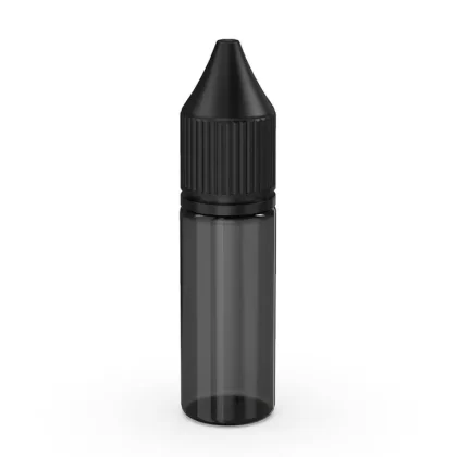 CHUBBY GORILLA | Child Resistant Unicorn V3 PET Dropper Bottles Transparent Black | 15mL – w/ Black Reducer – 1000 Count
