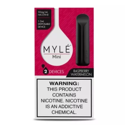 Myle Mini Disposable Pods 320 Puffs – 2 Pack Devices – Raspberry Watermelon
