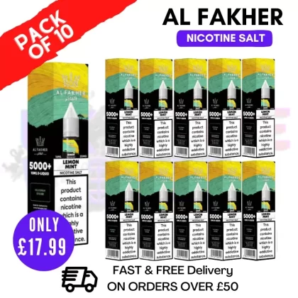 Lemon Mint Al Fakher 5000+ Nic Salt BOX OF 10