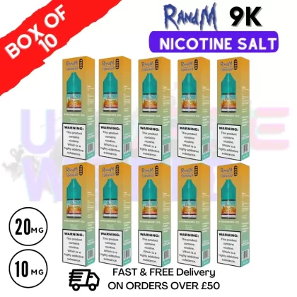 Strawberry Ice RandM 9000 Tornado Nic Salt Pack / Box of 10 – £16.99