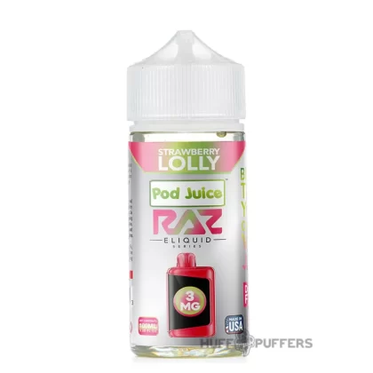 Pod Juice X Raz – Strawberry Lolly 100mL - Vape Product, Vape Product