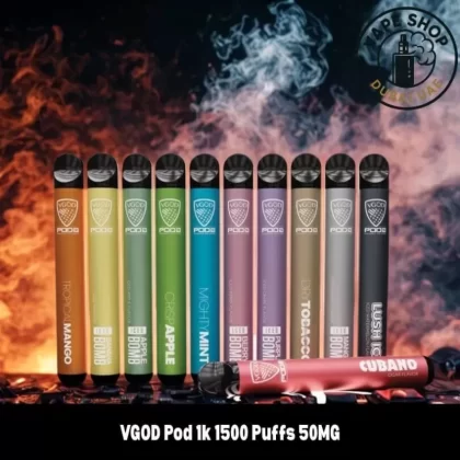 VGOD Pod 1k 1500 Puffs 50MG Nicotine Disposable Vape - Cubano, Dry Tobacco; Vape Product; BOX OF 10 PCS