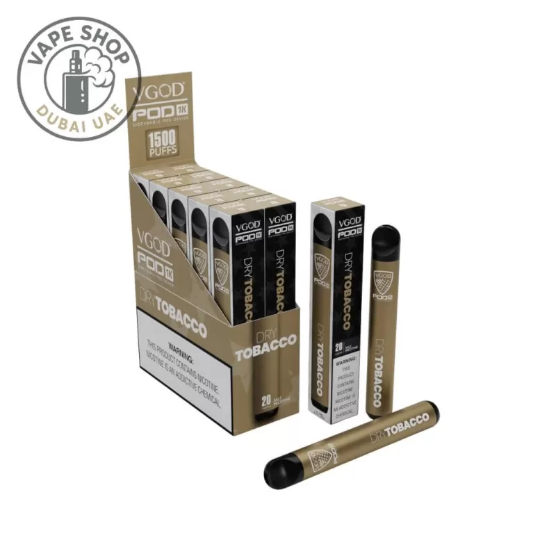 VGOD Pod 1k 1500 Puffs 50MG Nicotine Disposable Vape - Cubano, Dry Tobacco; Vape Product; BOX OF 10 PCS - Image 3