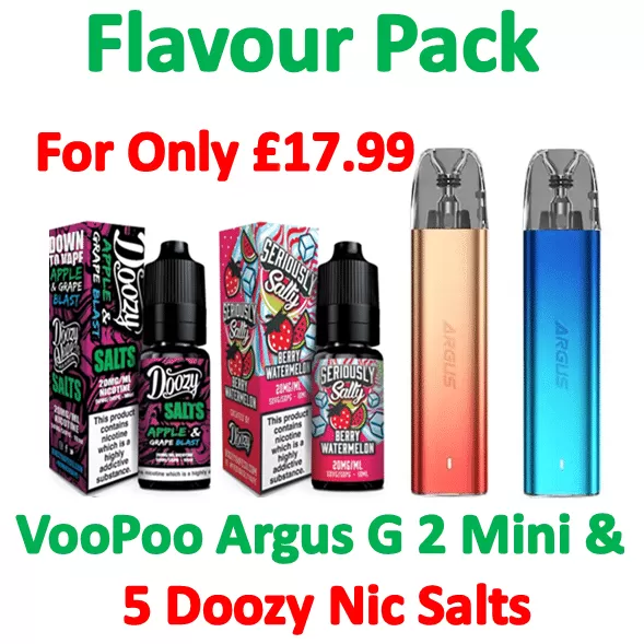 Flavour Pack: VooPoo Argus G2 Mini + 5 Doozy Nic Salts (20mg) - Vapestorm Co
