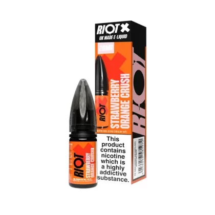 Strawberry Orange Crush Nic Salt E-Liquid by Riot X - 10 mg – Medium Strength, 20 mg – High Strength