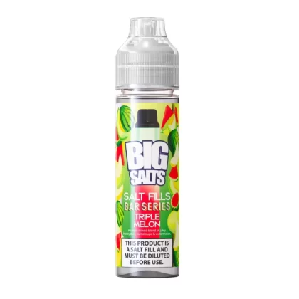 Big Salts Triple Melon – 60ml Salt Fills E Liquid - 5mg Nic Strength Including Blue Salt Shots, 10mg Nic Strength Including Pink Salt Shots