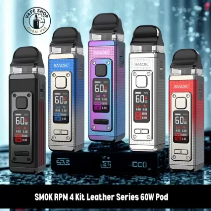 SMOK RPM 4 Kit Leather Series 60W Pod System 1650mAh Vape Kit Pod Kit Starter Kit in Dubai, UAE - Black, Black Leather