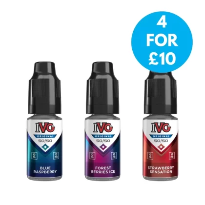 IVG E-Liquid 50/50 Freebase 12mg (1.2%) - Blue Raspberry, Forest Berries Ice; Freebase E-Liquid