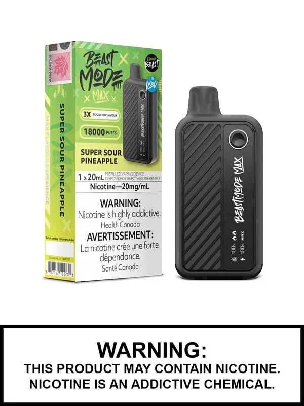 Super Sour Pineapple Iced Flavour Beast Beast Mode Max Disposable Vape