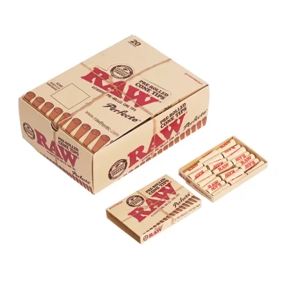 RAW – Pre-rolled cone tips 21mm – 21pcs/pack – Perfecto