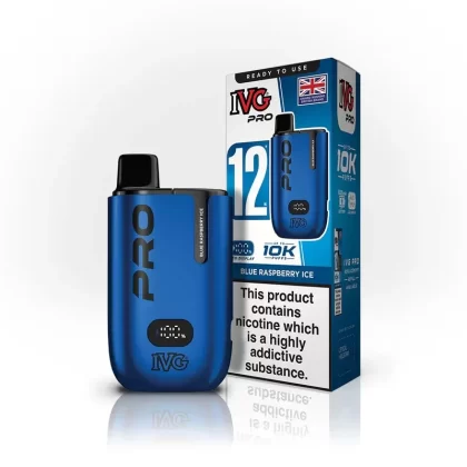 IVG Pro 12 Zero Nicotine Vape Kit Blue Raspberry Ice - Nicotine Strength#0mg (6E88A9)