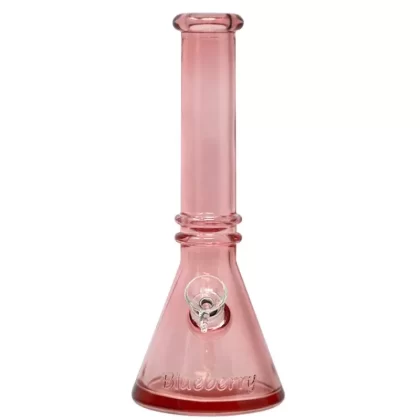 10″ Blueberry Double Ring Beaker Bong - Clear, Pink