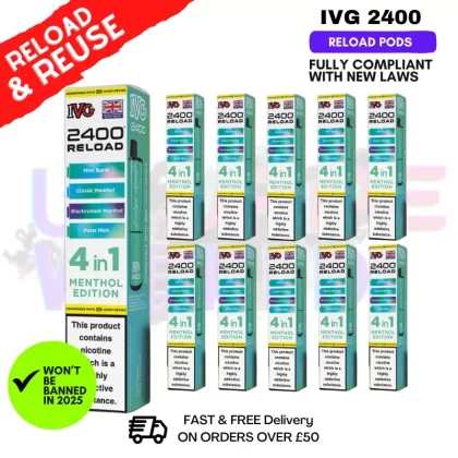 Menthol Edition IVG 2400 RELOAD Pods – Box Of 10