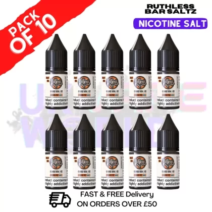 Orange Fizz On Ice Ruthless Nic Salt Eliquid Box Of 10