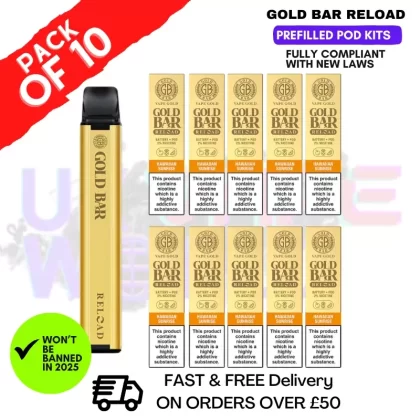 Hawaiian Sunrise Gold Bar Reload Prefilled Pod Kit Box of 10