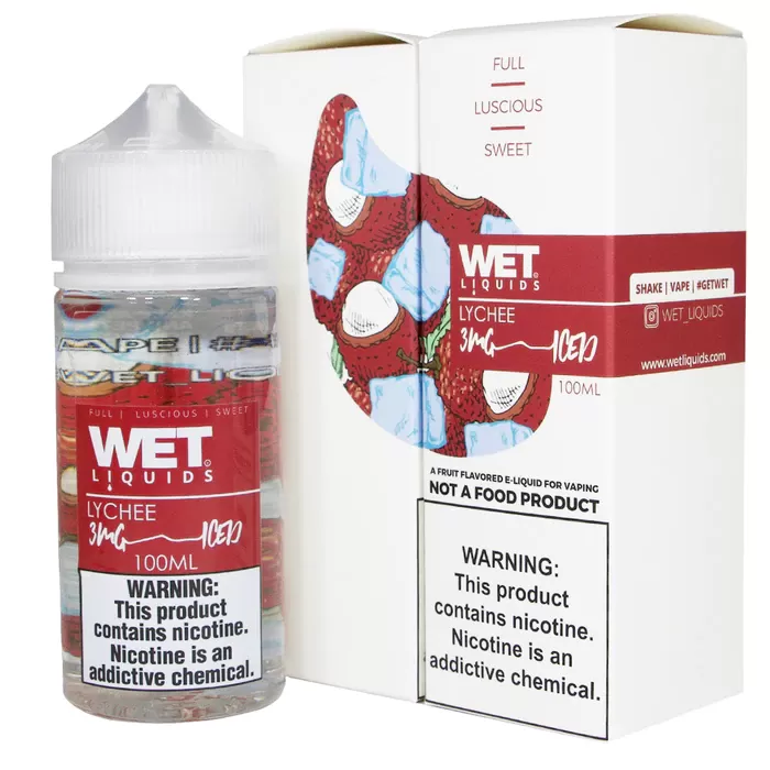 WET LIQUIDS Lychee iced E-liquid – 100ml - Vapebazaar Pk