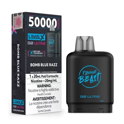 Level X G2 Ultra Flavour Beast Pods – Bomb Blue Razz, 50K Puffs
