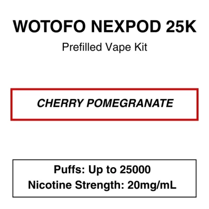 Wotofo – Nexpod 25K – Prefilled Kit – Cherry Pomegranate – 25000 Puffs – 20mg/mL Nicotine