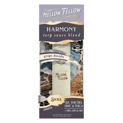 Mellow Fellow Harmony Blend – Terp Sauce 1ml Disposable Spinner Vape – Grape Dosidos (Indica)