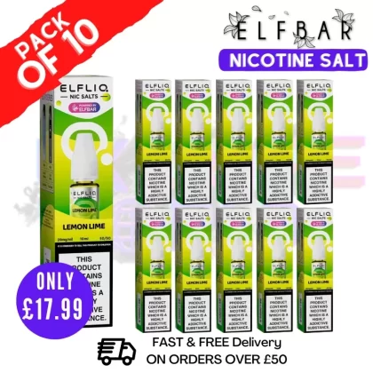 Lemon Lime ElfLiq Nic Salt BOX OF 10 – ONLY £17.99