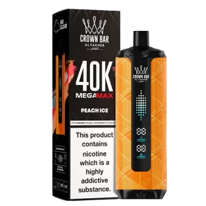 Al Fakher Crown Bar Mega Max 40K Disposable Shisha – Peach Ice (40,000 Puffs)