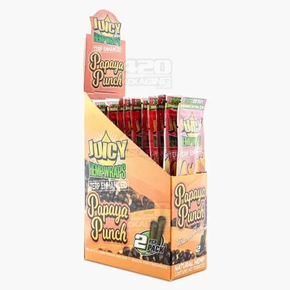 JUICY JAY’S | ‘Retail Display’ Terp Enhanced Natural Hemp Wraps | 109mm – Papaya Punch – 25 Count