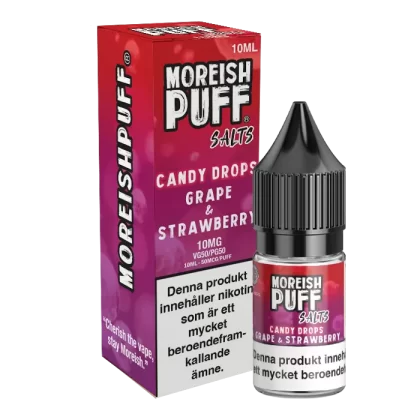 Moreish Puff Candy Drops Grape Strawberry Nicosalt 10mg 10ml – E juice med nikotin - Moreish Puff / Yes / 10mg / 10ml / 50/50