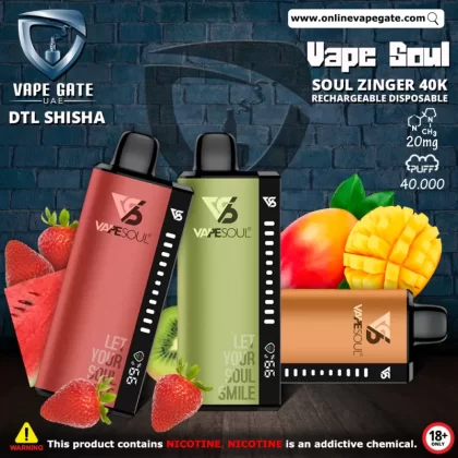 Vape Soul Zinger 40K Rechargeable Disposable Vape (40,000 Puffs) - Strawberry Watermelon / 20 mg