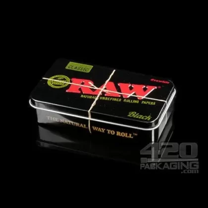 RAW Black Metal Tin Storage Case
