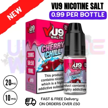 Cherry Chill Pod Nic Salt 10ml Nicotine E Juice by VU9 – 99p Eliquid