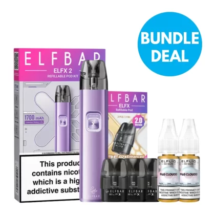 5mg (0.5%) Elf Bar ELFX 2 Pod Kit Bundle - Berry Pink / Matte Black / Mint Green / Ocean Blue / Sky Blue / Space Grey / Velvet Purple / Pod Kit / Elf Bar