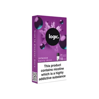 Logic Berry Mint Vape Pods (2 Pack) - Nicotine Strength#Intense 18mg>12mg>6mg>0mg (8E78F4)