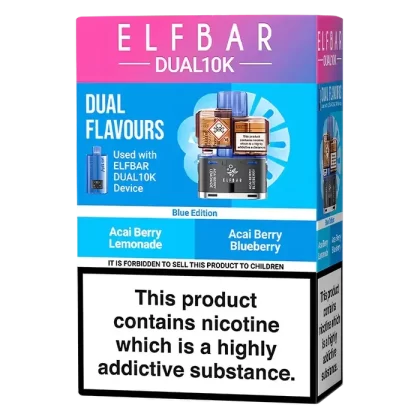 Elf Bar Dual 10K Prefilled Pods - Flavour#Blue Edition>Blueberry Edition>Cherry Edition>Drinks Edition>Exotic Edition>Fizzy Edition>Fruity Edition>Grape Edition>Green Edition>Lemon Edition>P (84F615)