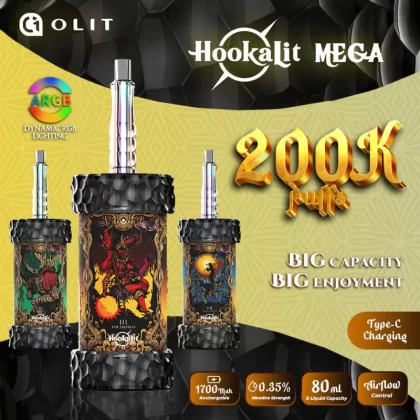 OLIT HookaLit MEGA 200K Puff Disposable E-Hookah - 200,000 Puffs - Lemon Mint