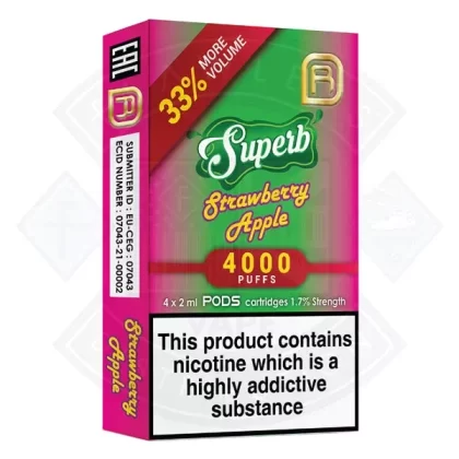 Superb NanoStix Pods- Strawberry Apple 4000puff 1.7%/ 4pack - Ecigdepot