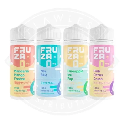 Fruza 50/50 0mg 100ml Shortfill - Flavours#Cherry Raspberry Ice>Double Melon Breeze>Double Menthol>Grape Guava Slush>Grape Razz Lemonade>Mandarin Mango Freeze>Mrs Blue>Pineapple Ice Pop>Pink