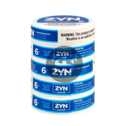 Zyn Nicotine pouches 6mg Peppermint, 5 cans - Vape Store
