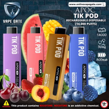 Apoc Tik Pod Rechargeable Disposable Vape (14,000 Puffs) - Blueberry Rose Ice / 30 mg