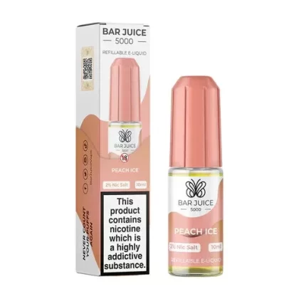 BAR JUICE 5000 Peach Ice Nic Salt 10ml Vape E-Liquid (10mg/20mg) – 50/50 VG/PG