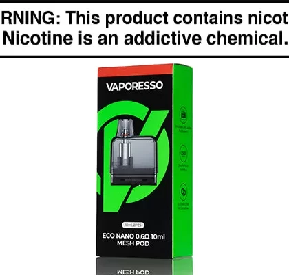 Vaporesso ECO Nano Replacement Pods - Pack of 2 - 0.6ohm Mesh - 10mL, Pack of 2 - 0.8ohm Mesh - 10mL