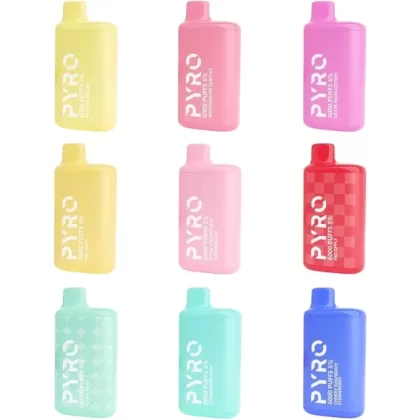 Pyro Disposable | 6000 Puffs | 13ml | 5% - Flavors#America Tobacco>Apple Strawberry Watermelon>Banana Melon>Cherry Raspberry Strawberry>Coconut Milk>Cool Mint>Flavorless>Fresh Menthol>Grape (02B7C1)