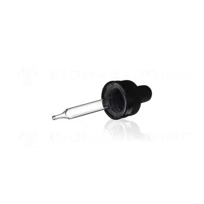 Child Resistant | Cap w/ Glass Dropper | 18mm – Black
