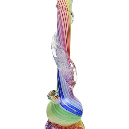 Noble Glass Medium Rainbow Cane Wrapped Soft Glass Bong - Ecigdepot