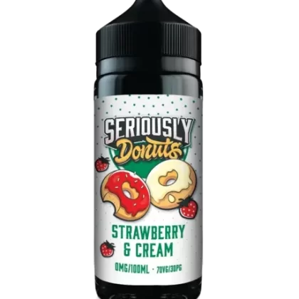 STRAWBERRY AND CREAM E-LIQUID BY SERIOUSLY DONUTS / DOOZY VAPE CO 100ML 70VG
