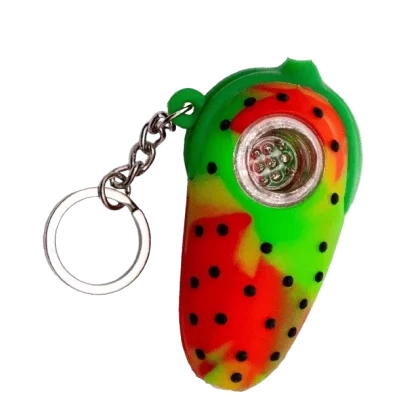 Silicone Strawberry Keychain Hand Pipe