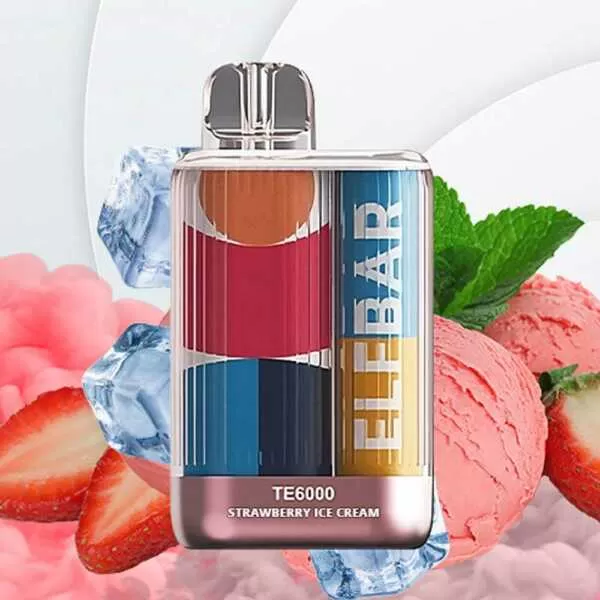 ELF BAR TE 6000 PUFFS DISPOSABLE VAPE – STRAWBERRY ICE CREAM – 5% NIC - Image 2