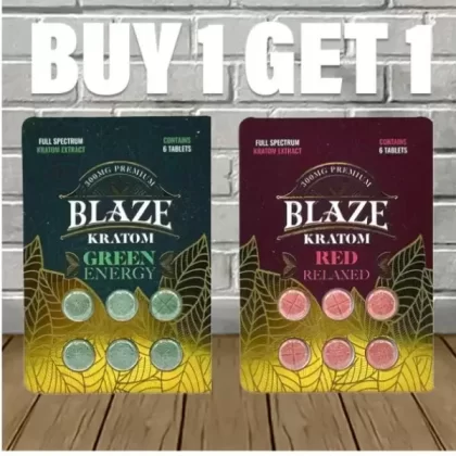 B1G1 Blaze Full Spectrum Kratom Extract Tablets - type#Red Relaxed>Green Energy (5198E7)
